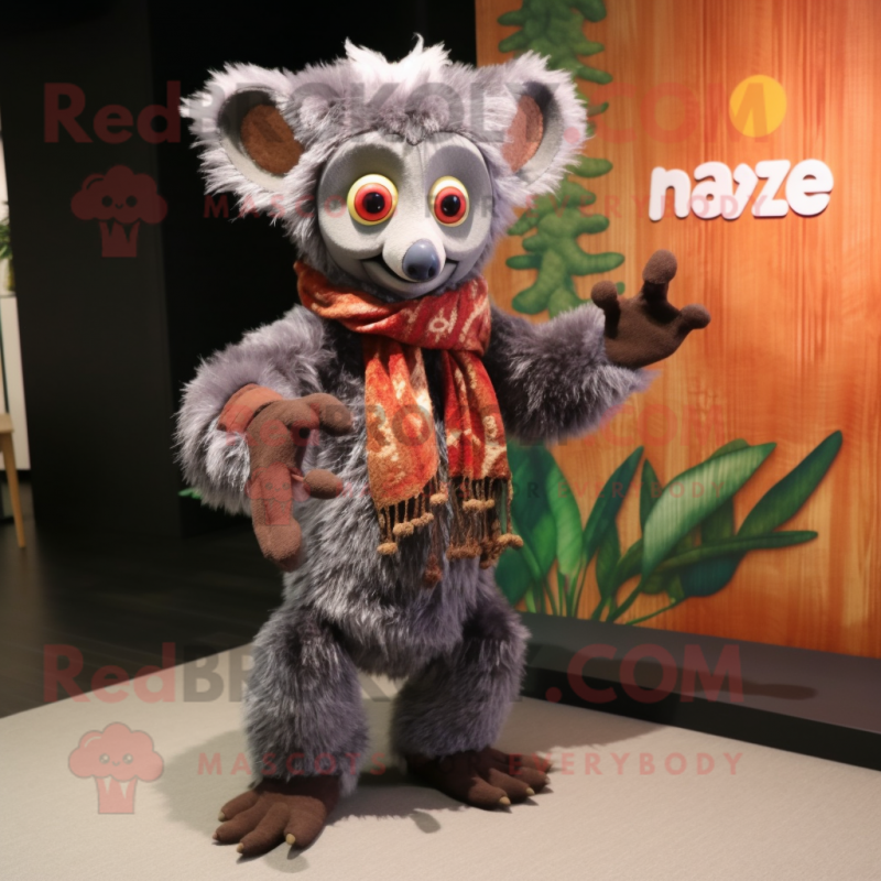 nan Aye-Aye mascot costume character dressed with a Bodysuit and Scarves