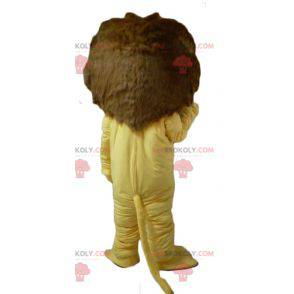 Yellow and brown lion mascot with a large hairy mane -