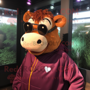 Maroon Jersey Cow maskot...