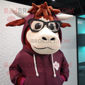 Maroon Jersey Cow maskot...