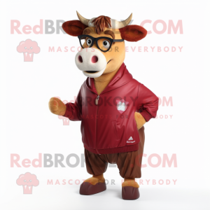 Maroon Jersey Cow maskot...