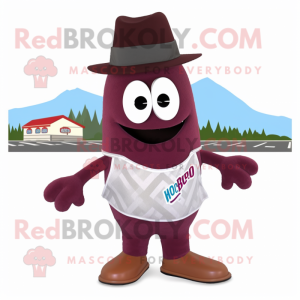 Maroon Clam Chowder mascot costume character dressed with a Vest and Ties