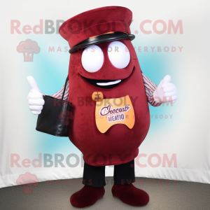 Maroon Clam Chowder mascot costume character dressed with a Vest and Ties