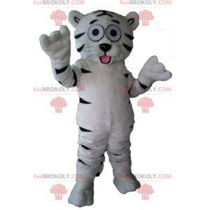 Doce e comovente mascote tigre branco e preto fofo -