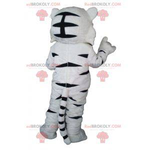 Sweet and touching cute white and black tiger mascot -