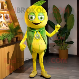 Olive Lemon mascot costume character dressed with a Skinny Jeans and Brooches