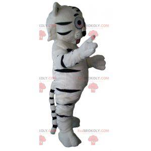 Doce e comovente mascote tigre branco e preto fofo -