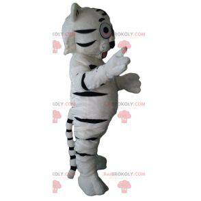 Doce e comovente mascote tigre branco e preto fofo -