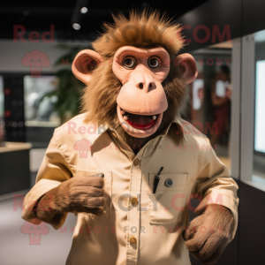 nan Baboon mascot costume character dressed with a Henley Shirt and Cufflinks