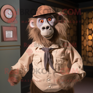 nan Baboon mascot costume character dressed with a Henley Shirt and Cufflinks