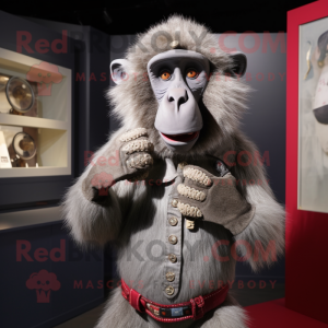 nan Baboon mascot costume character dressed with a Henley Shirt and Cufflinks