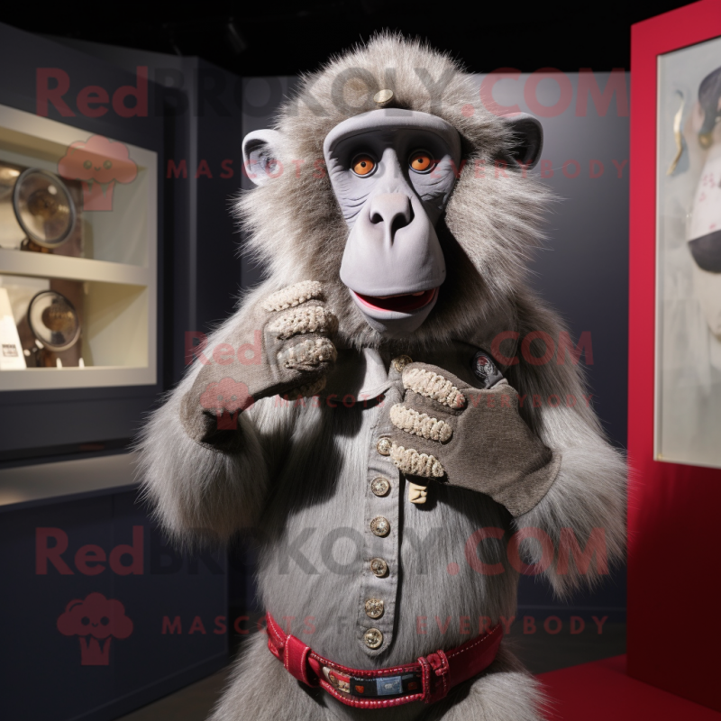 nan Baboon mascot costume character dressed with a Henley Shirt and Cufflinks