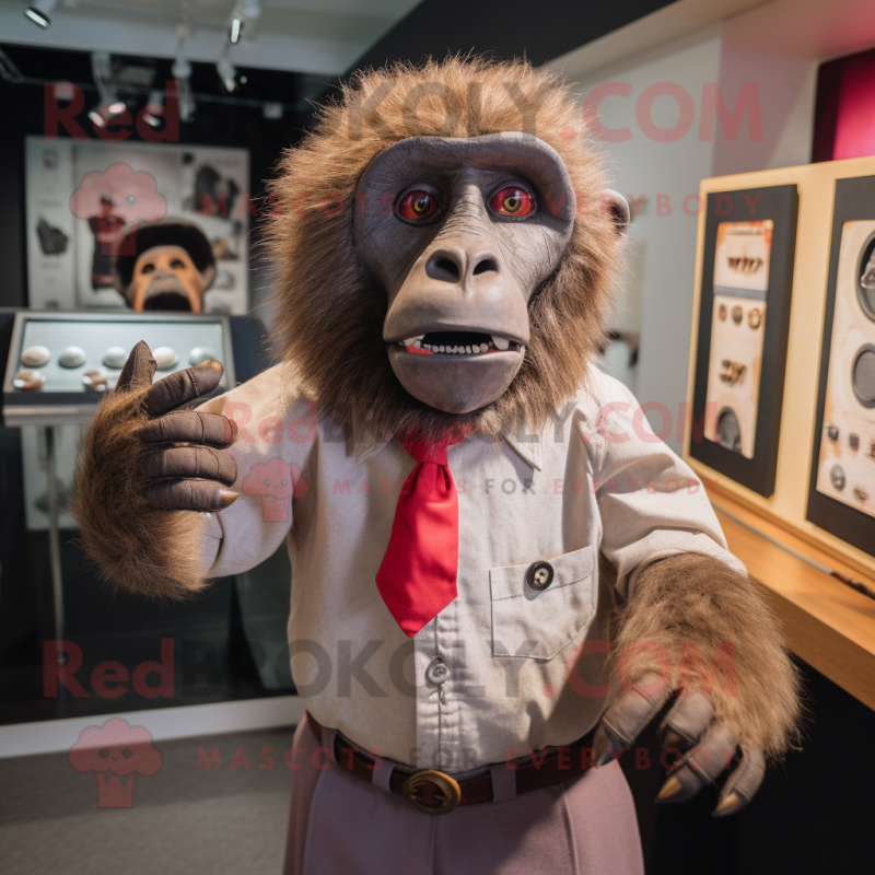 nan Baboon mascot costume character dressed with a Henley Shirt and Cufflinks nan Baboon mascot costume character dressed with a Henley Shirt and Cufflinks
