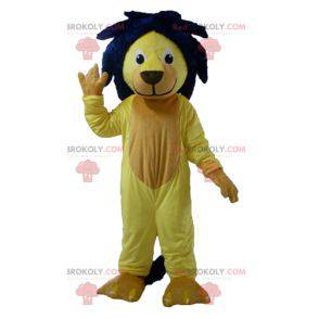 Mascota del león amarillo con una melena azul - Redbrokoly.com
