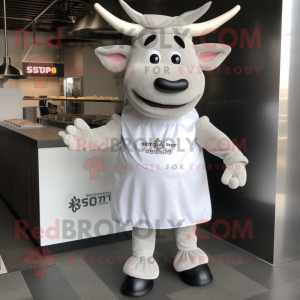 Silver Beef Stroganoff mascot costume character dressed with a Shorts and Headbands