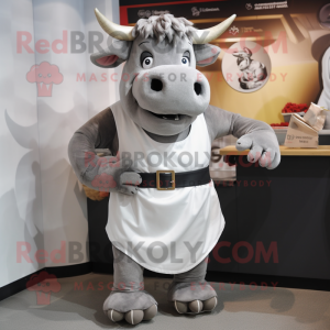 Silver Beef Stroganoff mascot costume character dressed with a Shorts and Headbands