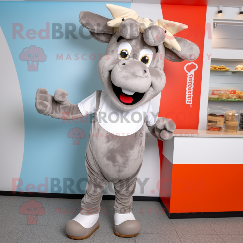 Silver Beef Stroganoff mascot costume character dressed with a Shorts and Headbands