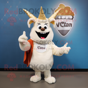 Cream Goulash mascot costume character dressed with a V-Neck Tee and Hairpins