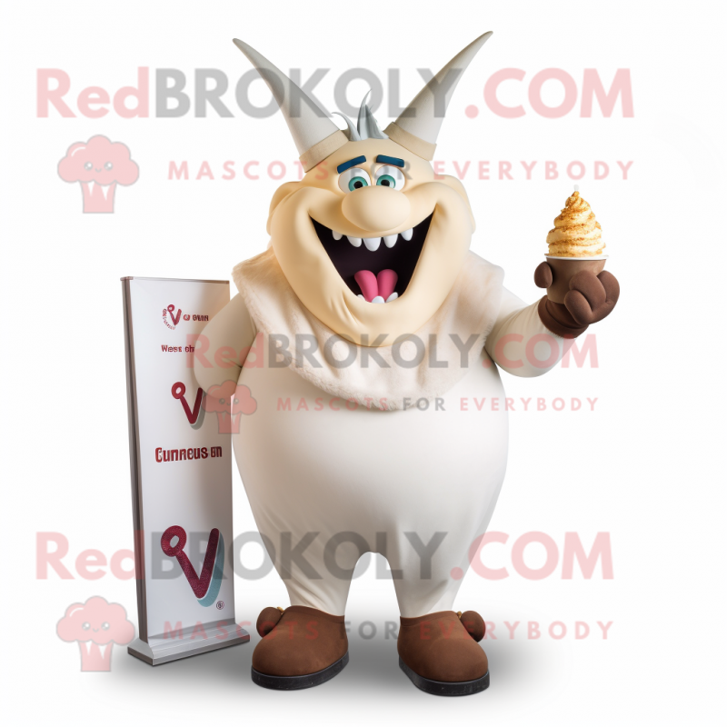 Cream Goulash mascot costume character dressed with a V-Neck Tee and Hairpins Cream Goulash mascot costume character dressed with a V-Neck Tee and Hairpins