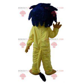 Gele leeuw mascotte met blauwe manen - Redbrokoly.com