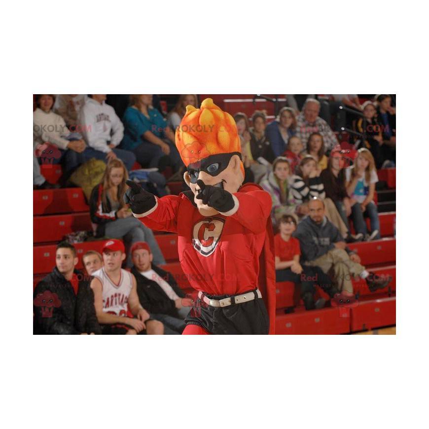 Super hero mascot with flaming hair - Redbrokoly.com