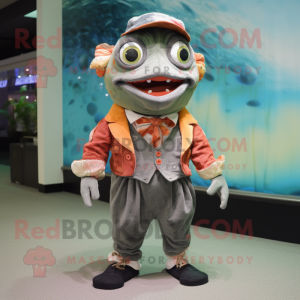 nan Piranha mascot costume character dressed with a Culottes and Tie pins