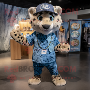 Blue Cheetah maskot kostym...