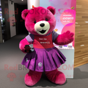 Magenta Bear maskot kostume...