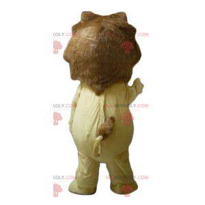 Plump and touching yellow white and brown lion mascot -