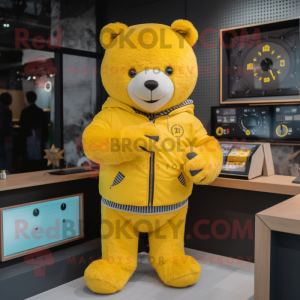 Yellow Bear maskot kostume...