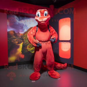 Rød Anaconda maskot kostume...