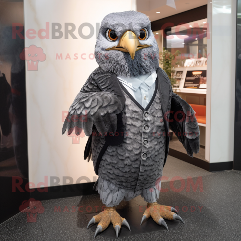 nan Falcon mascot costume character dressed with a Suit Jacket and Mittens nan Falcon mascot costume character dressed with a Suit Jacket and Mittens