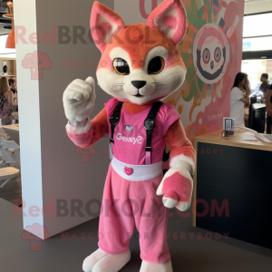 Pink Bobcat mascot costume character dressed with a Empire Waist Dress and Smartwatches