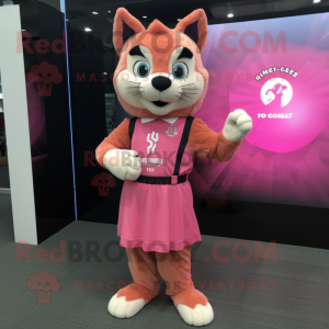 Pink Bobcat maskot kostume...