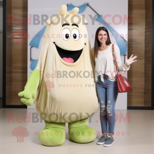 Beige Celery mascot costume character dressed with a Mom Jeans and Handbags