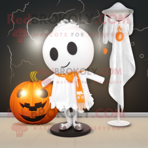 White Pumpkin mascot costume character dressed with a One-Piece Swimsuit and Scarf clips