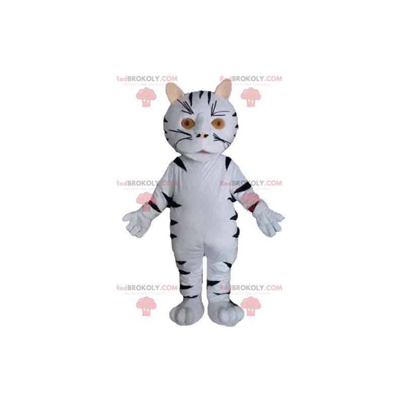 Mascotte de chat de tigre blanc et noir géant - Redbrokoly.com