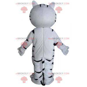 Mascotte de chat de tigre blanc et noir géant - Redbrokoly.com
