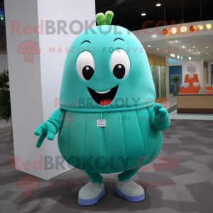 Teal Melon maskot kostym...