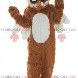 Mascota búho marrón y blanco todo peludo - Redbrokoly.com