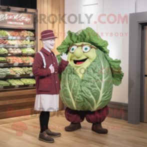 Olive Corned Beef And Cabbage mascot costume character dressed with a Graphic Tee and Berets