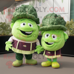 Olive Corned Beef And Cabbage mascot costume character dressed with a Graphic Tee and Berets