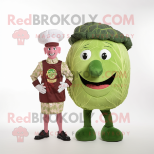 Olive Corned Beef And Cabbage mascot costume character dressed with a Graphic Tee and Berets