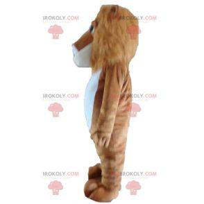 Mascotte de lion marron et blanc avec une belle crinière -