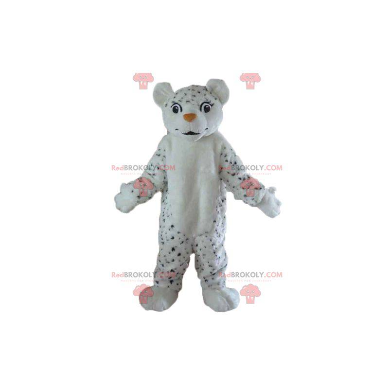 Mascote tigre branco peludo com manchas pretas - Redbrokoly.com