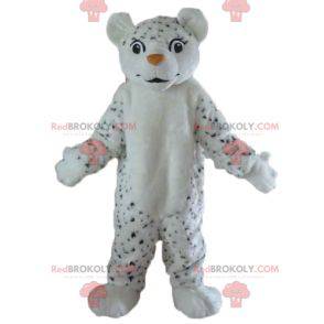 Mascote tigre branco peludo com manchas pretas - Redbrokoly.com