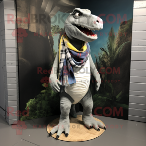 Grå T Rex maskot kostume...