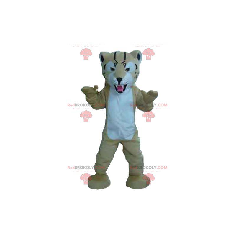 Mascot beige en witte tijger ziet er woest uit - Redbrokoly.com