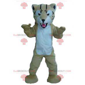 Beige mascotte e tigre bianca che sembra feroce - Redbrokoly.com
