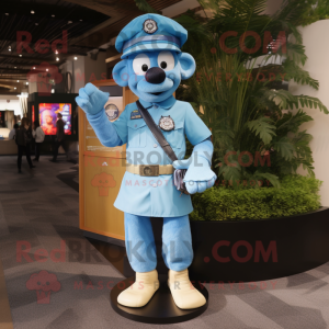 Sky Blue Chief mascot costume character dressed with a Cargo Pants and Bracelet watches